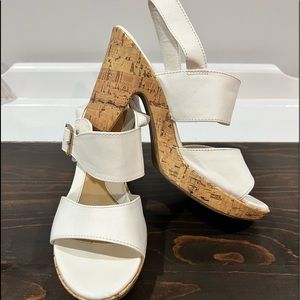 White heels with cork sole